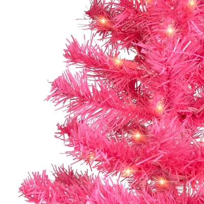 Northlight Pre-Lit Tinsel Artificial Christmas Tree - 3' - Pink - Clear Lights 4 Northlight Pre-Lit Tinsel Artificial Christmas Tree - 3' - Pink - Clear Lights - Image 2