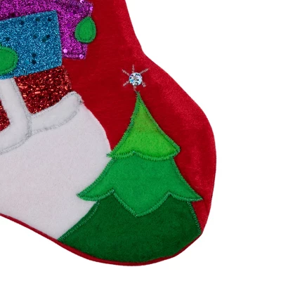 Northlight 20.5" Red And White Embroidered Snowman With Glitter Christmas Stocking 4 Northlight 20.5" Red And White Embroidered Snowman With Glitter Christmas Stocking - Image 2