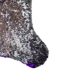 Northlight 23" Purple And Silver Reversible Sequined Christmas Stocking With Faux Fur Cuff -Northlight GUEST 01d48799 0d89 46e7 b572 c589d5944e9f