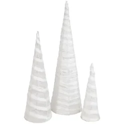 Northlight Glittered Cone Tree Christmas Decoration - 23.5 - White And Silver - Set Of 3 -Northlight GUEST 021d88cb d97f 4e96 b57c 3997071ff1df