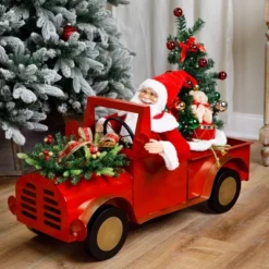 Northlight Animated And Musical Santa Driving Vintage Truck Christmas Decoration - 36.5"