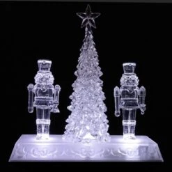 Northlight LED Lighted Icy Crystal Nutcracker And Christmas Tree Decoration - 9" - White Lights -Northlight GUEST 0529fda5 f51c 4266 a92c ad76d8e57244