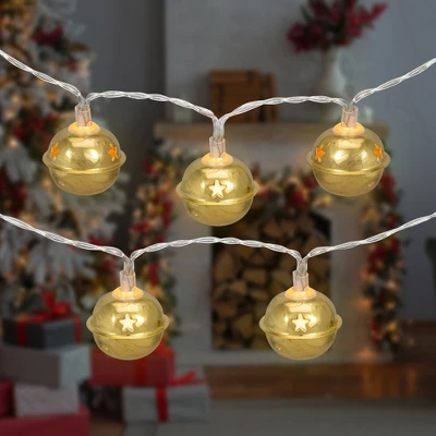 Northlight 10-Count Gold LED Christmas Bells Fairy Lights 5.5ft Clear Wire 3 Northlight 10-Count Gold LED Christmas Bells Fairy Lights 5.5ft Clear Wire