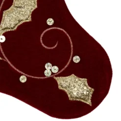 Northlight 20.5-Inch Velvet Gold And Maroon Etched Cuff Christmas Stocking -Northlight GUEST 082a97ad 210a 4524 9866 c078c8e19114