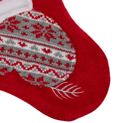 Northlight 20.5-Inch Red And White Winter Mittens Embroidered Christmas Stocking 6 Northlight 20.5-Inch Red And White Winter Mittens Embroidered Christmas Stocking - Image 4