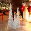 Northlight LED Lighted Glittered Cone Tree Christmas Decorations - 39.25" - White - Set Of 3 -Northlight GUEST 0ab5c493 69d3 4c65 bc14 8b8d7d977dcf