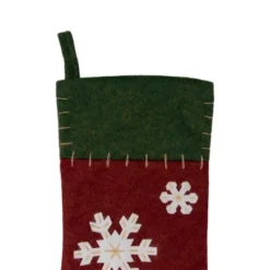 Northlight 20" Green And Red Snowflake Christmas Stocking With Blanket Stitching -Northlight GUEST 0f6d1409 33a5 4b76 b10a a52604187660