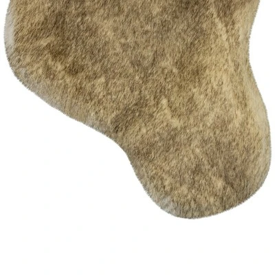 Northlight Faux Fur Christmas Stocking With Pom Poms - 20.5" - Beige And Brown 5 Northlight Faux Fur Christmas Stocking With Pom Poms - 20.5" - Beige And Brown - Image 3