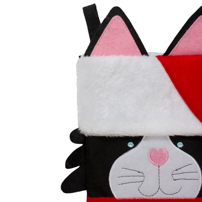 Northlight 19.5" Black And Red Embroidered Kitty Cat Christmas Stocking 5 Northlight 19.5" Black And Red Embroidered Kitty Cat Christmas Stocking - Image 3