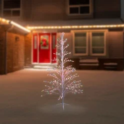 Northlight 6' Prelit Artificial Christmas Tree White Lighted Cascade Twig Outdoor Decoration - Multi-Color Lights -Northlight GUEST 170173f9 26a6 43bf 8763 7346211c2e50