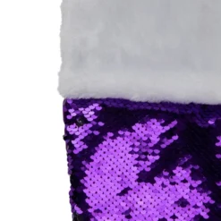 Northlight 23" Purple And Silver Reversible Sequined Christmas Stocking With Faux Fur Cuff -Northlight GUEST 17452759 fbeb 42b4 97fe 289ba1db712f