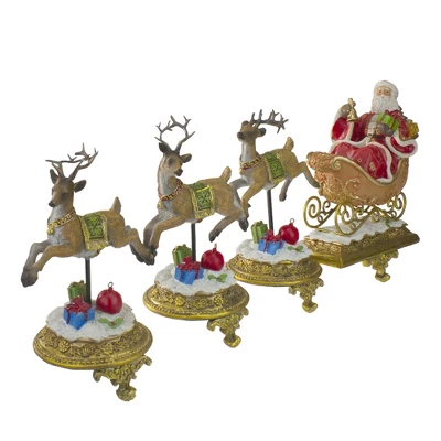 Northlight Santa And Reindeer Christmas Stocking Holders - 9.5" - Set Of 4 4 Northlight Santa And Reindeer Christmas Stocking Holders - 9.5" - Set Of 4 - Image 2