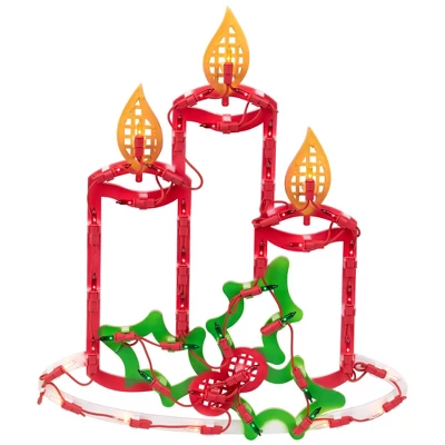 Northlight 16.5" Lighted Candles With Holly And Berry Christmas Window Silhouette 3 Northlight 16.5" Lighted Candles With Holly And Berry Christmas Window Silhouette