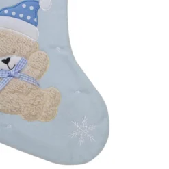 Northlight Baby's 1st Christmas Embroidered Teddy Bear Stocking - 19" - Blue And White -Northlight GUEST 1be62a5c 6ebb 41be bbac 945f041f3a30