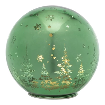 Northlight LED Lighted Pine Trees And Snowflakes Glass Globe Christmas Decoration - 6" 6 Northlight LED Lighted Pine Trees And Snowflakes Glass Globe Christmas Decoration - 6" - Image 4