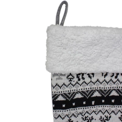 Northlight 21" Black, Gray And White Rustic Lodge Knit Christmas Stocking With High Pile Fleece Cuff 5 Northlight 21" Black, Gray And White Rustic Lodge Knit Christmas Stocking With High Pile Fleece Cuff - Image 3