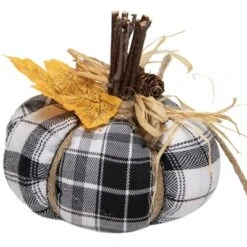 Northlight 5" Black And White Plaid Fall Harvest Plush Pumpkin -Northlight GUEST 1cbd034a addb 47b1 b0d5 54b3e4211836