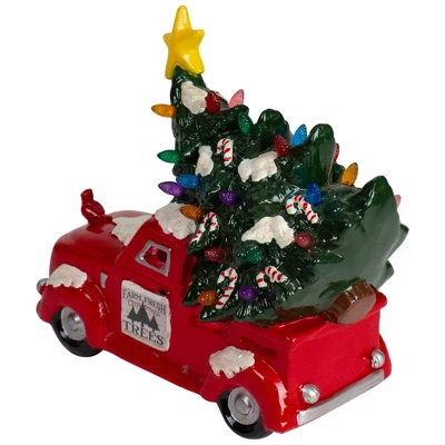 Northlight LED Lighted Vintage Truck With Tree Christmas Decoration - 8" - Red 5 Northlight LED Lighted Vintage Truck With Tree Christmas Decoration - 8" - Red - Image 3