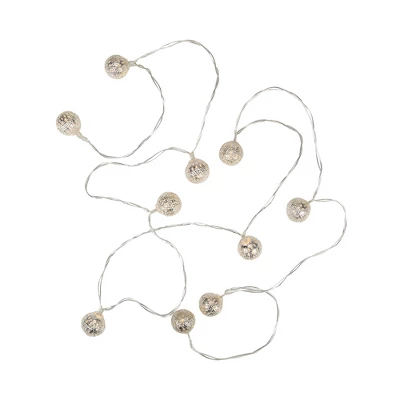 Northlight Battery Operated Metal Ball Christmas Lights - Warm White LED - 6.25' Clear Wire - 10ct 5 Northlight Battery Operated Metal Ball Christmas Lights - Warm White LED - 6.25' Clear Wire - 10ct - Image 3