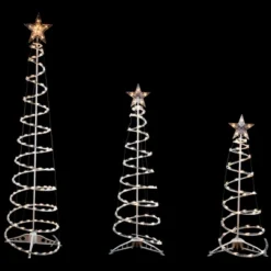 Northlight Set Of 3 Clear Lighted Spiral Christmas Trees - 3', 4', And 6'