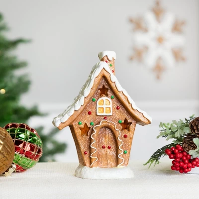 Northlight LED Lighted Gingerbread House With Star Windows Christmas Decoration - 7.25" 3 Northlight LED Lighted Gingerbread House With Star Windows Christmas Decoration - 7.25"