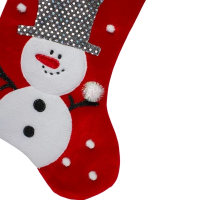Northlight 20.5" Red And White Snowman Embroidered Christmas Stocking With Sequined Cuff 4 Northlight 20.5" Red And White Snowman Embroidered Christmas Stocking With Sequined Cuff - Image 2
