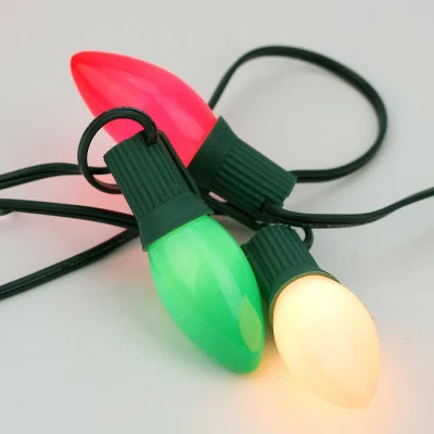 Northlight Opaque C9 Christmas String Lights - Green Red And White - 24' Green Wire - 25ct 4 Northlight Opaque C9 Christmas String Lights - Green Red And White - 24' Green Wire - 25ct - Image 2