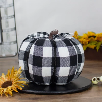 Northlight 7" Black And White Buffalo Plaid Fall Harvest Tabletop Pumpkin 3 Northlight 7" Black And White Buffalo Plaid Fall Harvest Tabletop Pumpkin