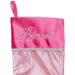 Northlight 21" Pink And Silver Glittered Princess Christmas Stocking With Cuff -Northlight GUEST 233fcaff c192 41e5 b844 4df8dc238781