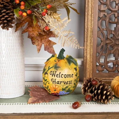Northlight 7" Orange "Welcome Harvest" Pumpkin Fall Tabletop Decoration 3 Northlight 7" Orange "Welcome Harvest" Pumpkin Fall Tabletop Decoration