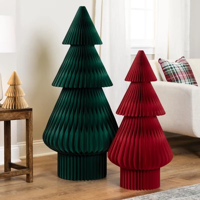 Northlight Accordion Honeycomb Foldable Paper Christmas Tree - 3' - Red 4 Northlight Accordion Honeycomb Foldable Paper Christmas Tree - 3' - Red - Image 2