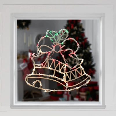 Northlight 15" Lighted Bells With Bow Christmas Window Silhouette Decoration 4 Northlight 15" Lighted Bells With Bow Christmas Window Silhouette Decoration - Image 2