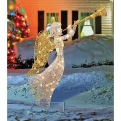 Northlight Lighted Glittered Trumpeting Angel Outdoor Christmas Decoration - 48" - Clear Lights -Northlight GUEST 2894edcb cefa 4127 b17b aa833970639b