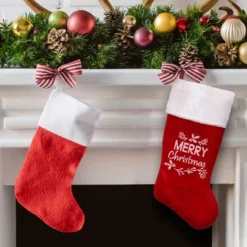 Northlight 20" Red And White "Merry Christmas" Velour Stocking -Northlight GUEST 2a3c3000 0f1c 4fb3 9061 3d629ee0faff