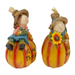 Northlight Set Of 2 Girl And Boy Scarecrows On Pumpkins Fall Figurines 6" -Northlight GUEST 2a73ade1 5f45 43d2 9174 e6f392d1b441