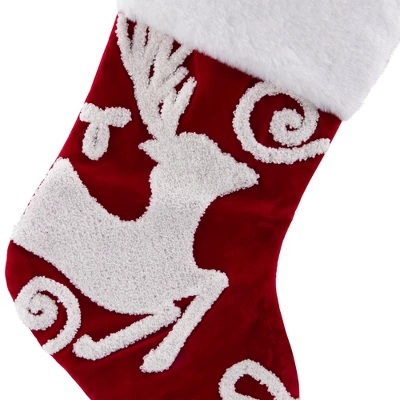Northlight Reindeer And Snowflake Embroidered Christmas Stockings - 20" - Set Of 3 6 Northlight Reindeer And Snowflake Embroidered Christmas Stockings - 20" - Set Of 3 - Image 5