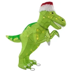 Northlight LED Lighted Tinsel Santa T-Rex Dinosaur Outdoor Christmas Decoration - 30" - Warm White -Northlight GUEST 30775c3d ab35 4964 a98b 164d24234632