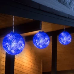 Northlight 6" LED Hanging Crystal Sphere Ball Outdoor Decoration - Blue -Northlight GUEST 32dc5258 7f4b 4381 8e1a c7e886035712