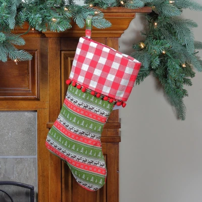 Northlight 19" Red And Green Rustic Lodge Christmas Stocking 3 Northlight 19" Red And Green Rustic Lodge Christmas Stocking
