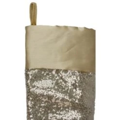 Northlight 22" Golden Metallic Sequined Christmas Stocking With Satin Cuff -Northlight GUEST 34206fe9 8509 45b4 869b e16c9274c57c