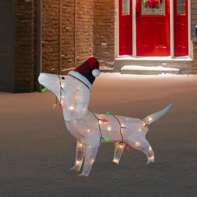 Northlight LED Lighted Dachshund Dog In Santa Hat Outdoor Christmas Decoration - 32" - Multicolor 3 Northlight LED Lighted Dachshund Dog In Santa Hat Outdoor Christmas Decoration - 32" - Multicolor