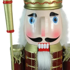 Northlight 48" Burgundy And White Wooden Christmas Nutcracker King With Scepter -Northlight GUEST 380c0034 5225 40e9 9df8 2839d95d7f8b