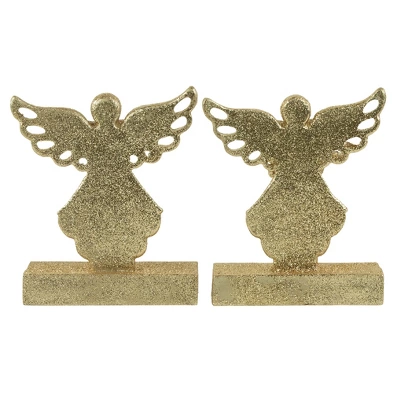 Northlight Angel Glittered Christmas Stocking Holders - 5.5" - Gold - Set Of 2 6 Northlight Angel Glittered Christmas Stocking Holders - 5.5" - Gold - Set Of 2 - Image 4