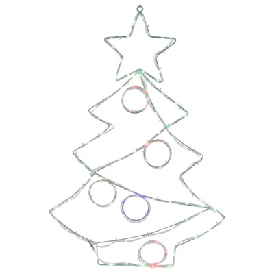 Northlight 28" LED Lighted Christmas Tree With Ornaments Window Silhouette 3 Northlight 28" LED Lighted Christmas Tree With Ornaments Window Silhouette