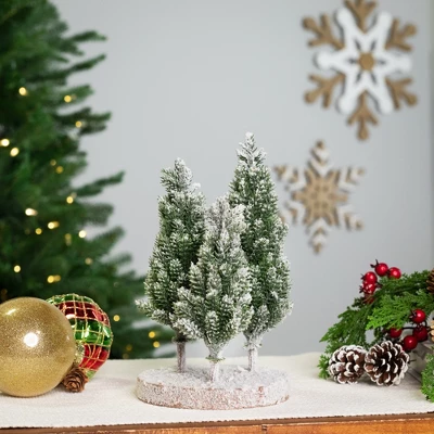 Northlight Frosted Trio Of Pine Trees Christmas Decoration - 8" - Unlit 3 Northlight Frosted Trio Of Pine Trees Christmas Decoration - 8" - Unlit