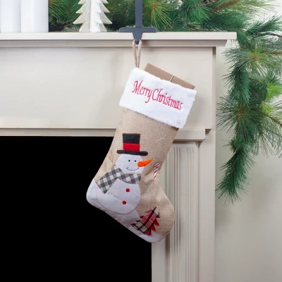 Northlight 19" Beige And Red Burlap "Merry Christmas" Snowman Christmas Stocking 3 Northlight 19" Beige And Red Burlap "Merry Christmas" Snowman Christmas Stocking