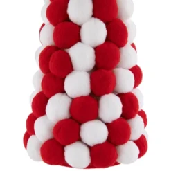 Northlight Pom Pom Cone Tree Christmas Decoration - 13" - White And Red -Northlight GUEST 40605ef5 b2ee 4f49 b418 753b0317bdb4