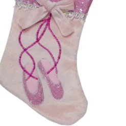 Northlight 14" Pink And Silver Ballerina Shoes Christmas Stocking With Glitter Cuff And Bow -Northlight GUEST 406ff5ec 07a8 4bb3 9972 c4504720d12f