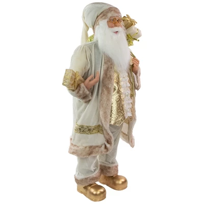 Northlight 36" Winter White And Ivory Santa Claus With Gift Bag Christmas Figure 5 Northlight 36" Winter White And Ivory Santa Claus With Gift Bag Christmas Figure - Image 3
