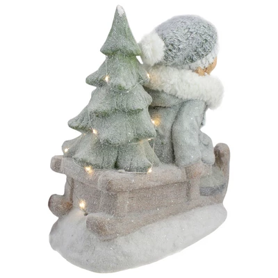 Northlight Lighted Girl On A Sled With Tree Christmas Decoration - 15" - Warm White Lights 5 Northlight Lighted Girl On A Sled With Tree Christmas Decoration - 15" - Warm White Lights - Image 3